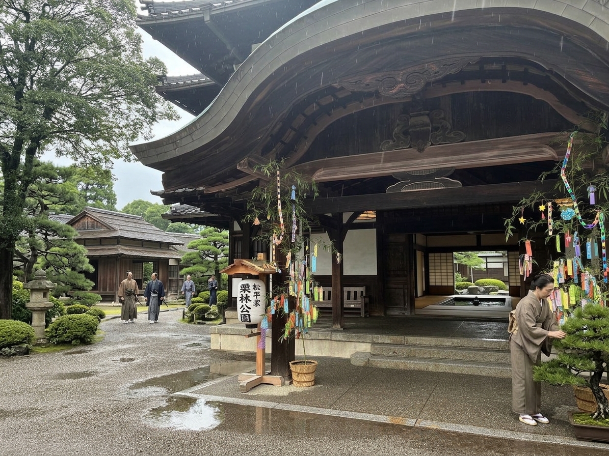 江戸時代の栗林公園の建物（AI生成）