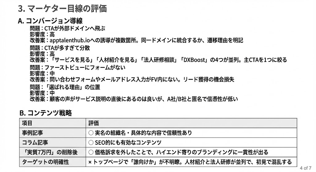 マーケター目線の評価