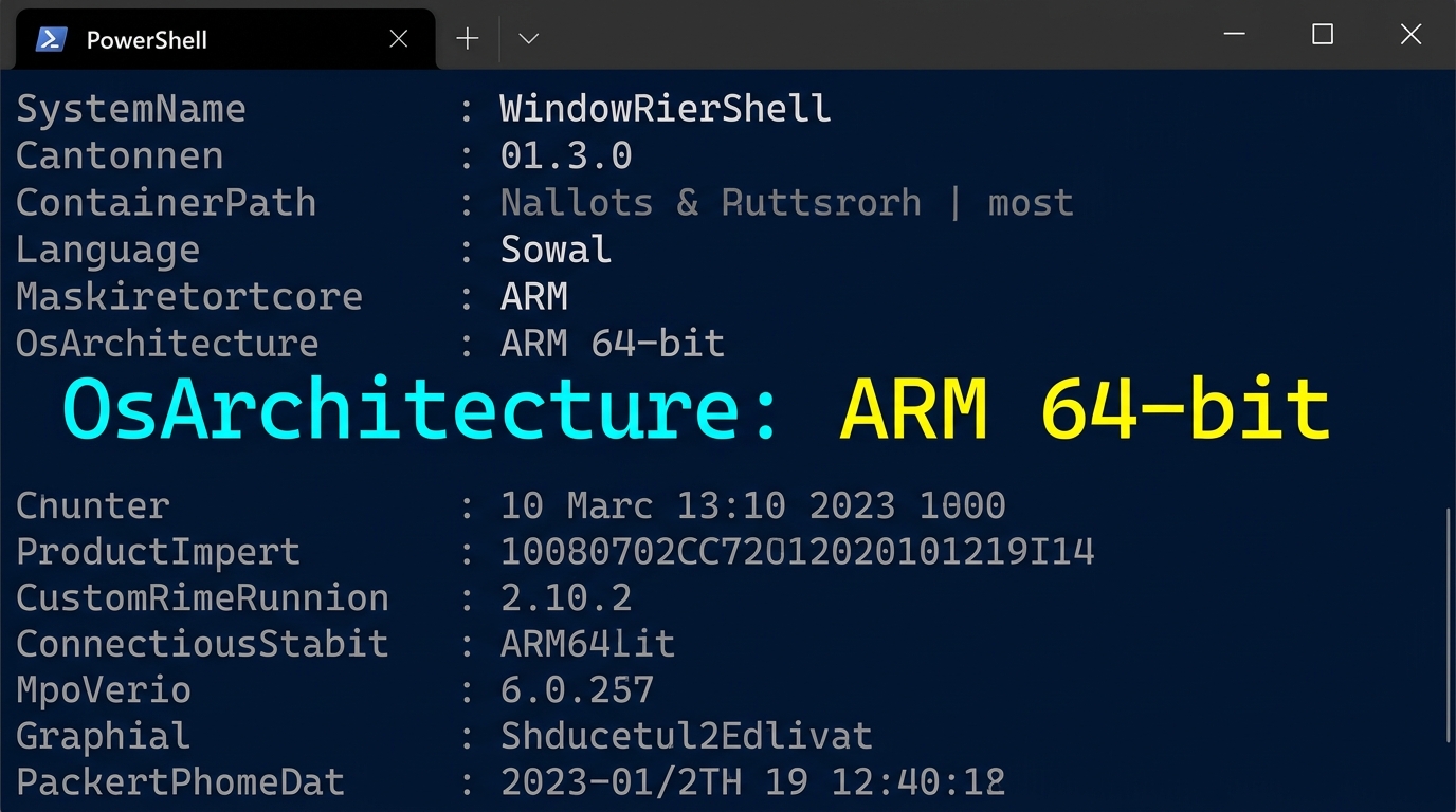 PowerShellでOsArchitecture: ARM 64-bitと表示されている確認画面