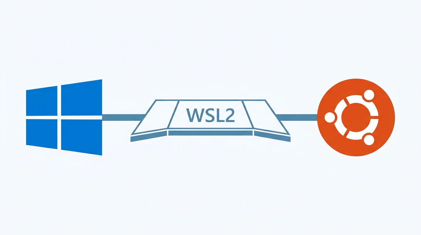 WindowsとUbuntuがWSL2で接続されるイメージ図