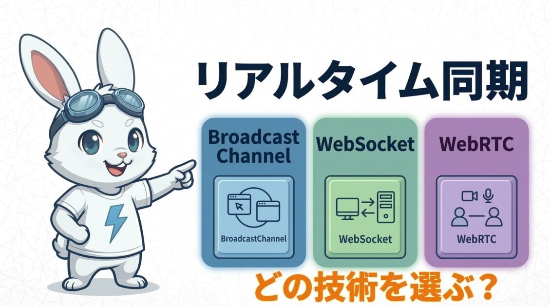 Webアプリのリアルタイム同期、どの技術を選ぶ？ BroadcastChannel / WebSocket / WebRTC を実例で比較