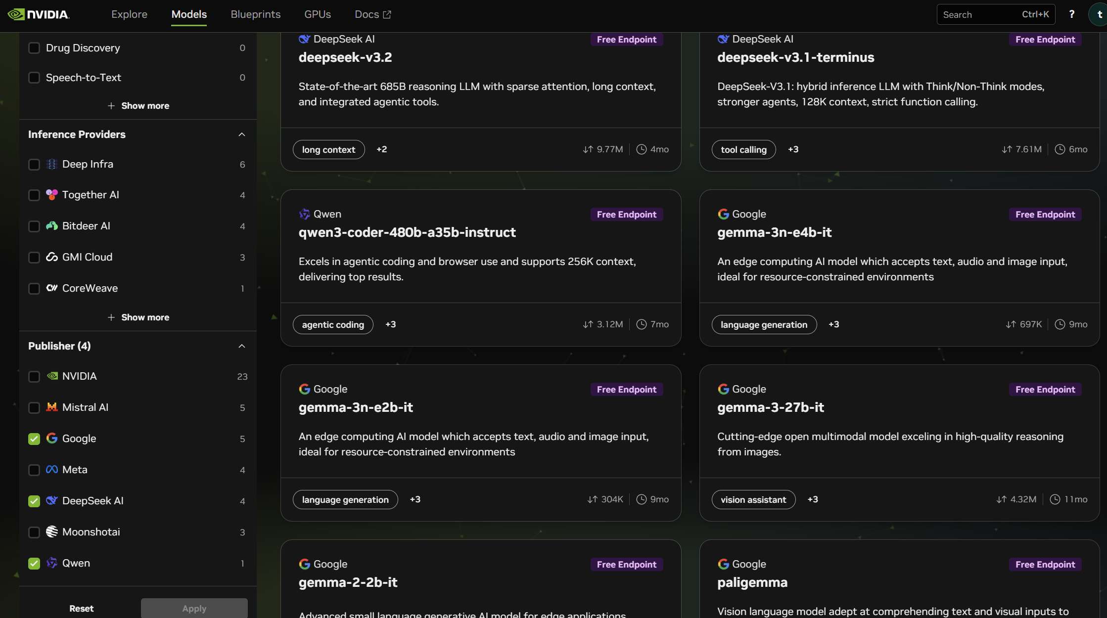 Publisher で絞り込んだモデル一覧
