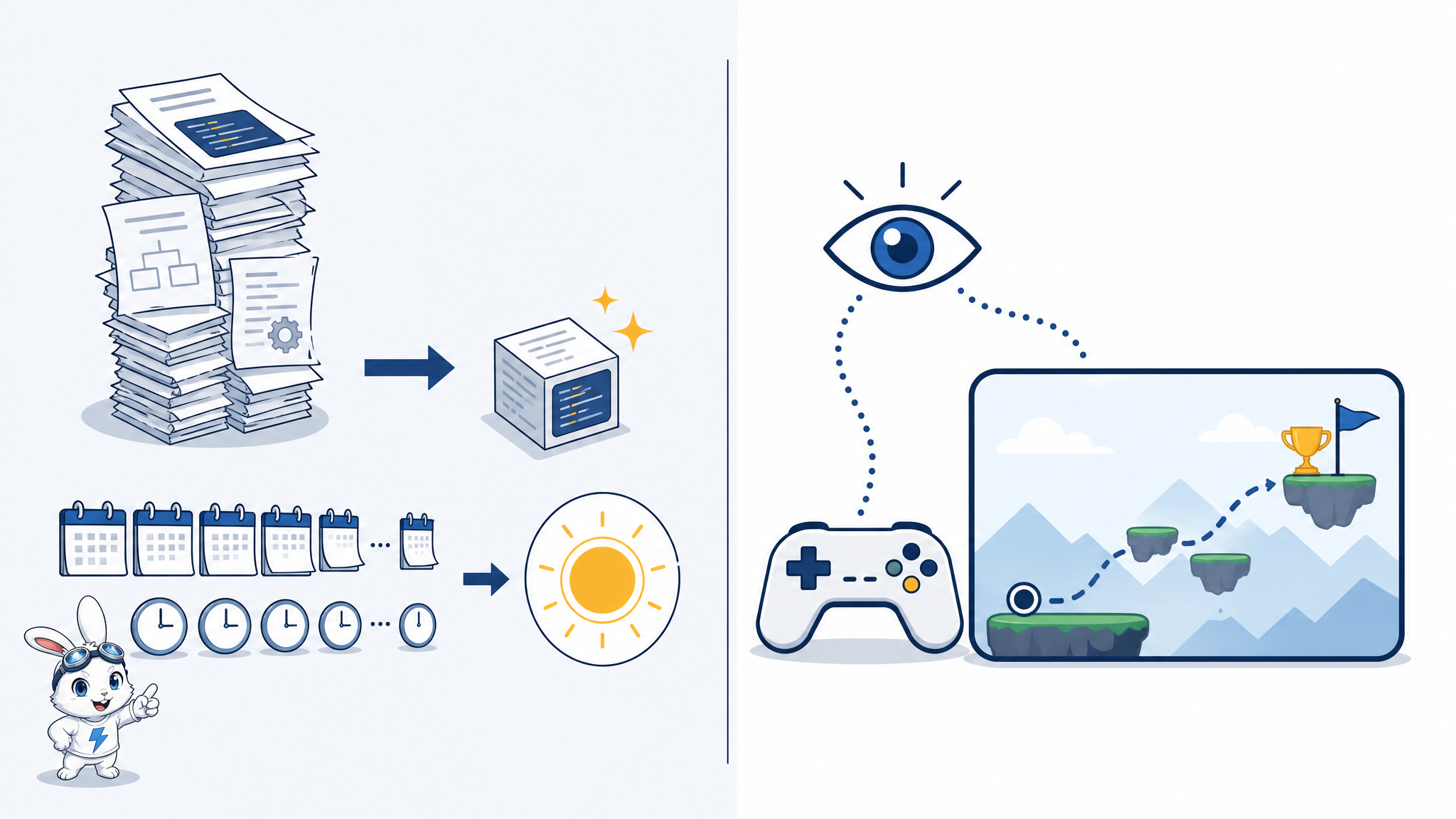 AIが巨大な作業を短期間で完了し、画面情報だけでゲームを攻略する様子