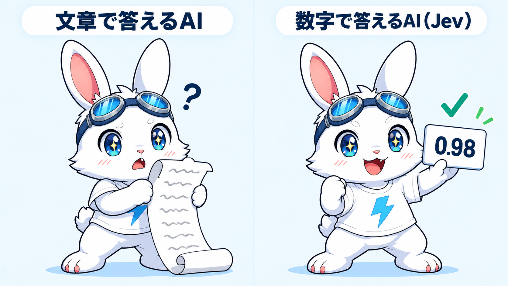 文章で答えるAIと、数字で答えるAI。Jevは判断を数字で返します